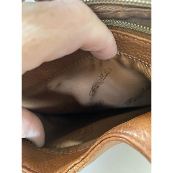 Fossil Brown Leather Top Handle Satchel 21” Shoulder Strap - Picture 9 of 12